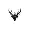 Black silhouette of deer head with antlers and royal crown