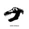 Black silhouette of dinosaur skull on white background. image of jurassic monster. Dino icon