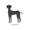 Black silhouette of a dog and pet animal Dalmatian breed.