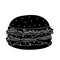 Black silhouette doodle double burger