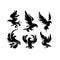 Black Silhouette Eagle Solid Icons Set Vector