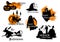 Black silhouette elements for Halloween decoration