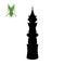 Black silhouette of elven tower. Fantasy palace of elfs. Archer medieval watchtower. Magic citadel. Game fortress icon