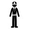 Black silhouette engineer with formal suit and helmet