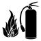 black silhouette fire flame and extinguisher icon