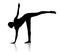 Black silhouette of flexible woman doing yoga.