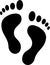 Black silhouette of footprint. Human footprint track. Footprint
