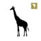 Black silhouette of a giraffe on a white background. Detailed drawing. African animals