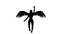 Black silhouette of a girl angel. Alpha channel. Alpha matte. 4K.