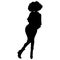 Black silhouette of girl in standing flirt pose