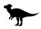 Black silhouette. Green Pachycephalosaurus. Cute dinosaur, cartoon design. Flat  illustration isolated on white background.