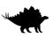 Black silhouette. Green stegosaurus. Cute dinosaur, cartoon design. Flat  illustration isolated on white background. Animal