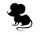Black silhouette. Grey forest mouse. Wood mouse cartoon style design. Flat  illustration isolated on white background.