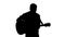 Black silhouette of guy playing guitar on a white