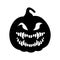 Black silhouette of a halloween pumpkin with a scary smile