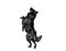 Black silhouette of a happy jumping dog on white background. Computer generated sketch / drawing.