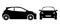 Black silhouette Hatchback. Front view and side view. vector illustration
