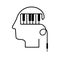 black silhouette head with piano keys