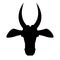 Black silhouette of a horned bull s head. Vector symbol of Taurus