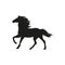 Black silhouette horse wild or domestic animal running with head looks back cartoon design flat  illustration isolated on