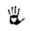 Black silhouette of human hand print with heart symbol
