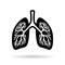 Black silhouette icon of human lungs