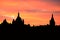 Black silhouette image of the Royal Palace against evening light of twilight sky