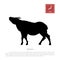 Black silhouette of a japanese serow on white background. Goat shape. Animals of Japan