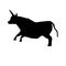 Black silhouette of a jumping bull, vector