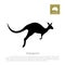 Black silhouette of jumping kangaroo on a white background. Isolated drawing of a wallaby