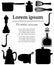 Black silhouette. Kitchenware, cookware, kitchen tools collection. Kitchen utensil icons in arabic style. Flat  illustration