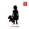 Black silhouette of little girl on white background. Character for computer game or thriller