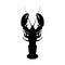 Black silhouette of lobster. Top view. Restaurant dish. Seafood. Image of langust