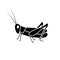 Black silhouette of locust. Huge grasshopper pest with large antennae and powerful paws