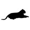 Black silhouette of lying tiger on white background of vector il