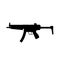 Black silhouette of machine gun on white background. Weapons of police and army