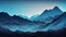 a black silhouette of a majestic mountain range, a gradient background, Generative AI