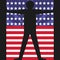 Black silhouette of man on the background the american flag. The concept of freedom, democracy and independence.