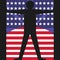 Black silhouette of man on the background the american flag. The concept of freedom, democracy and independence.