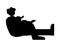 Black silhouette of a Man Sitting on a Floor Petting and Scratching an Excited Dog, Pet, Dog lover