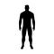 Black silhouette of man. Standard build and body index