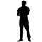 Black silhouette man standing, people on white background