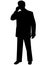 Black silhouette man on white