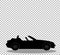 Black silhouette of modern opened cartoon cabriolet car