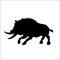 Black silhouette of moster wild boar on white background. Tattoo of fury pig