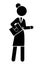 Black silhouette of moving businesswoman holding folder. Business Infographic. Female figure shape