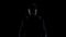 Black silhouette of mysterious man wearing hood, intention to commit crime