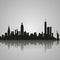 Black silhouette of New York City with reflection. Vector illustration