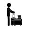 Black silhouette person with baggage