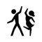 Black silhouette pictogram couple dancing